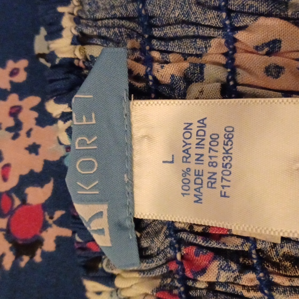 KORET Women's Blue Button Front Round Neck Sleeveless Midi Floral Dress. Size L - Picture 13 of 14